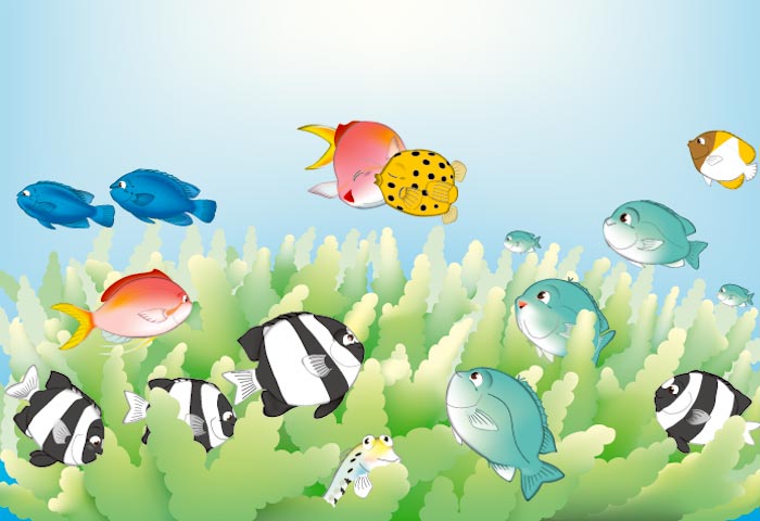 サンゴ　魚　イラスト　絵